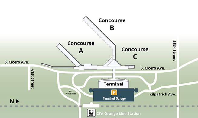 chicago airport parking guide - midway hourly garage
